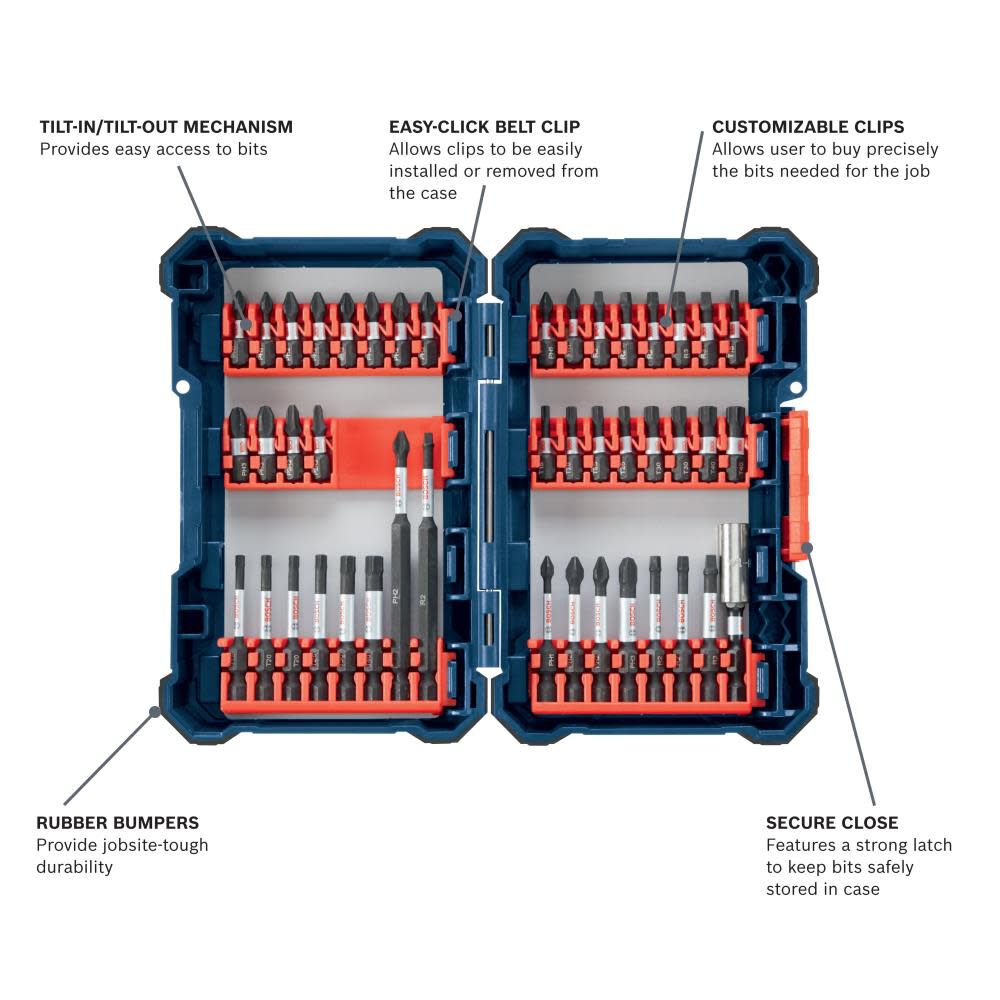 Bosch 44 pc. Impact Tough Screwdriving Custom Case System Set SDMS44 from Bosch