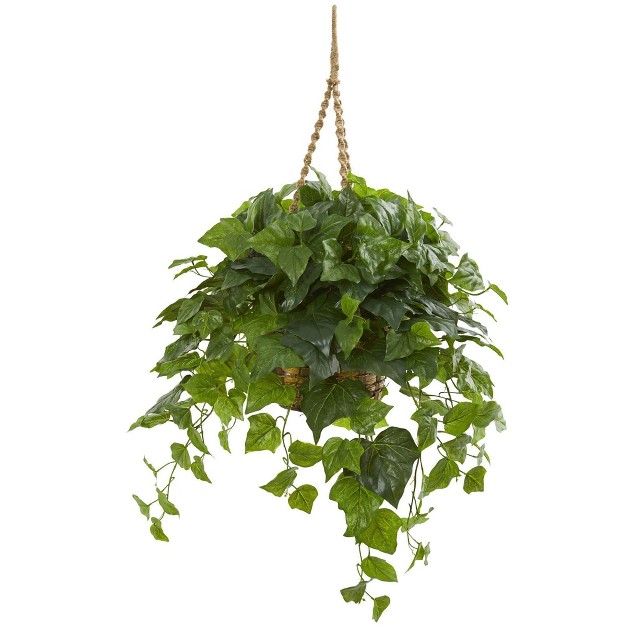 Nearly Natural 38-in London Ivy Artificial Plant In Hanging Basket (real Touch)