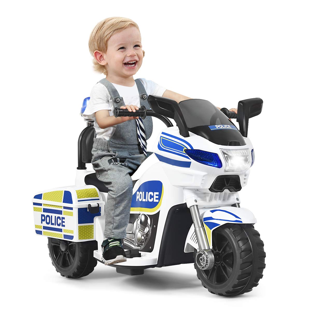 Costzon Kids Ride on Police Motorcycle, 6V Battery Powered Motorcycle Trike w/Horn