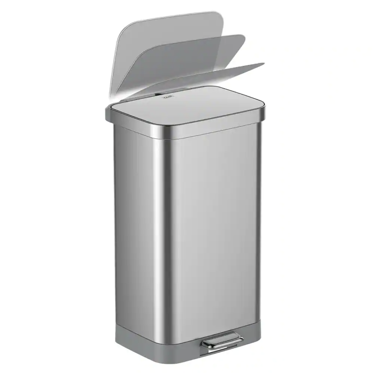 Glad 20 Gal. All Stainless Steel Step-On Large Metal Kitchen Trash Can with Clorox Odor Protection and Soft-Closing Lid