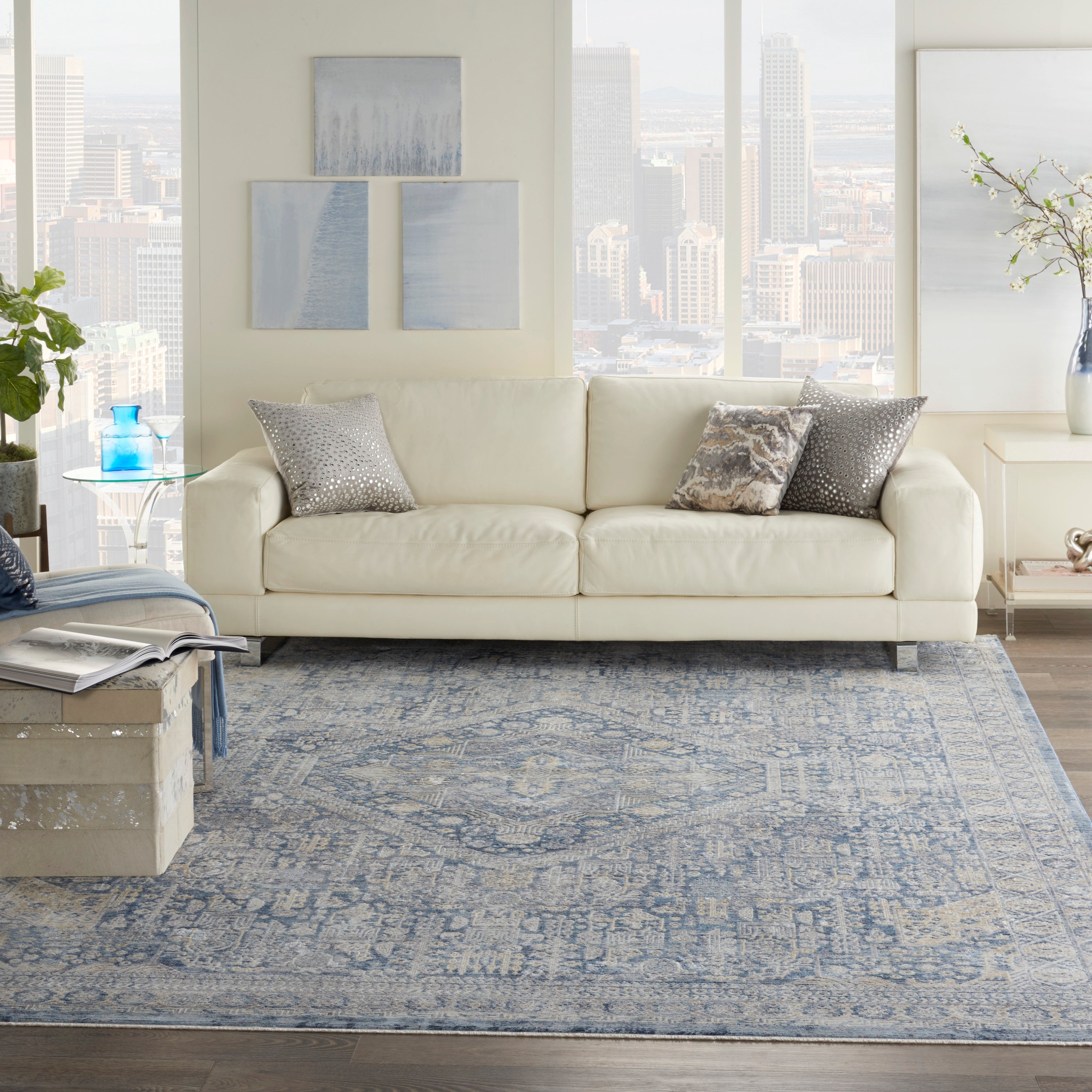 Lustrous Weave Blue/Ivory Rug