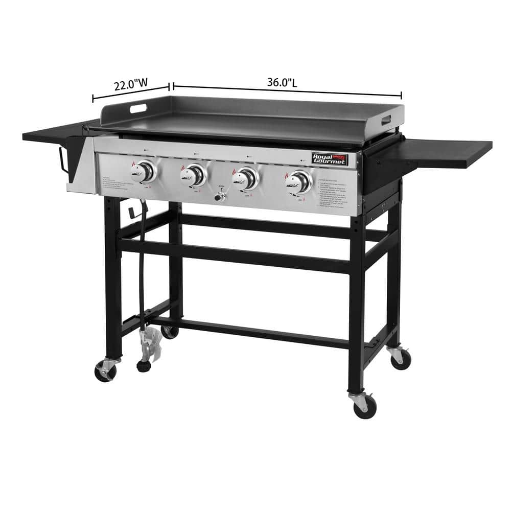 Royal Gourmet 4-Burner Gas Griddle with a Cover in Steel GB4001C