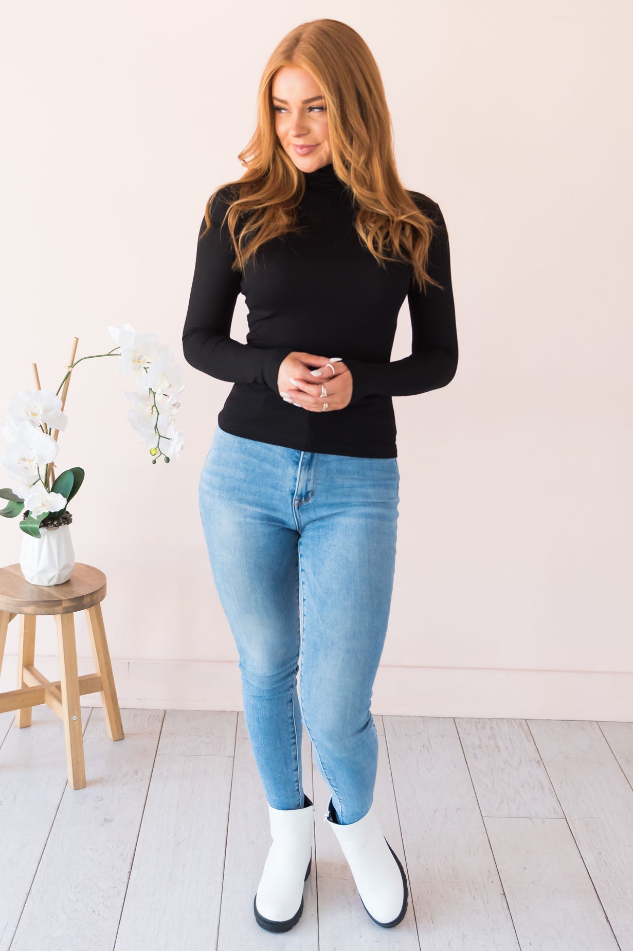 Sway Me Away Modest Turtleneck Top