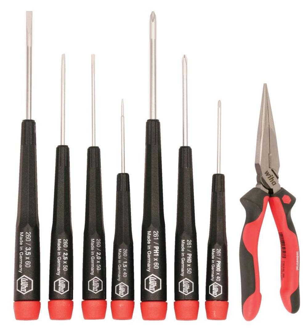 Precision Slotted and Phillips Screwdrivers and Long Nose Pliers Set， 8 Piece ;