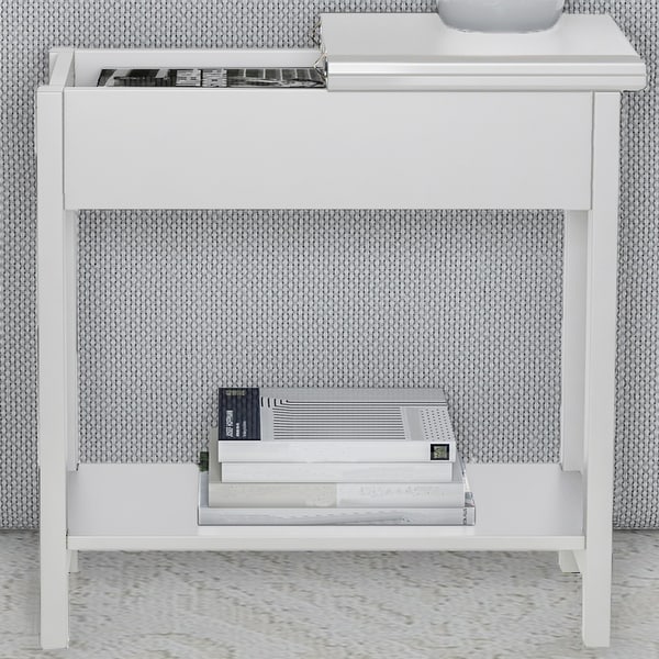 Lavish Home Set of 2 Flip Top Console Tables， White