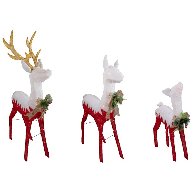 Northlight Set Of 3 Lighted Red Reindeer Family Outdoor Christmas Decoration