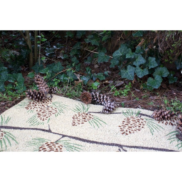 X 2 x27 4 quot Pine Cones Indoor outdoor Coir Doormat Green brown Entryways