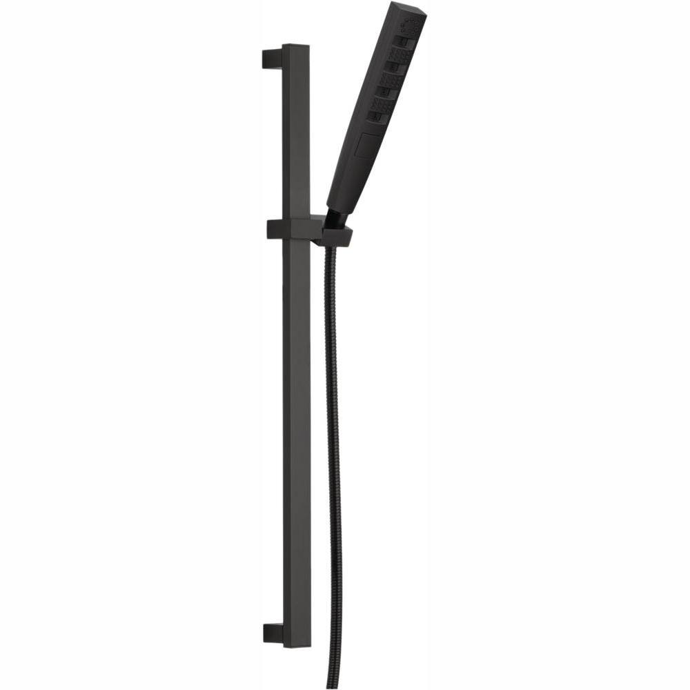 Delta 4-Spray Patterns 1.75 GPM 1.43 in. Wall Mount Handheld Shower Head with H2Okinetic in Matte Black 51140-BL