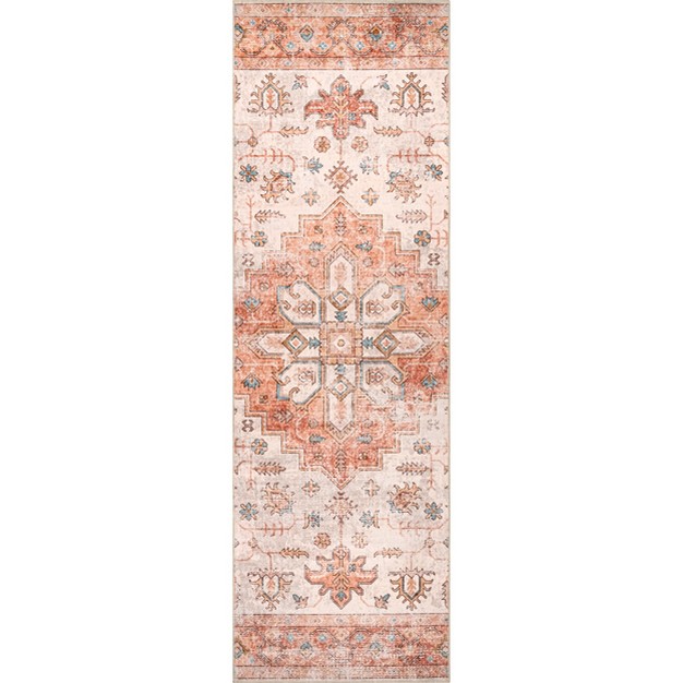 Nuloom Dawson Machine Washable Distressed Medallion Area Rug