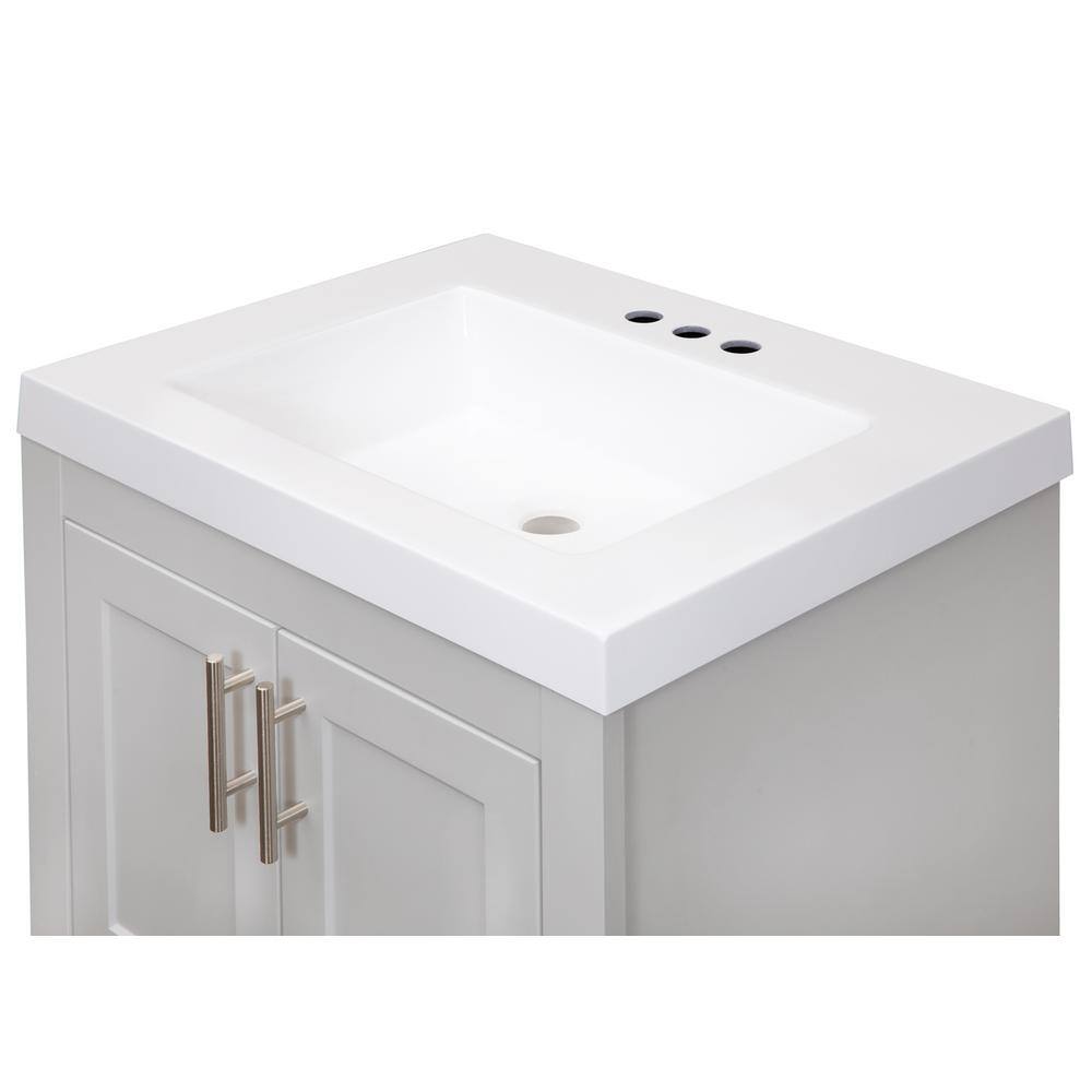 Glacier Bay Spa 24.5 in. W x 18.8 in. D x 35.5 in. H Single Sink Bath Vanity in Dove Gray with White Cultured Marble Top and Mirror PPSPADVR24MY