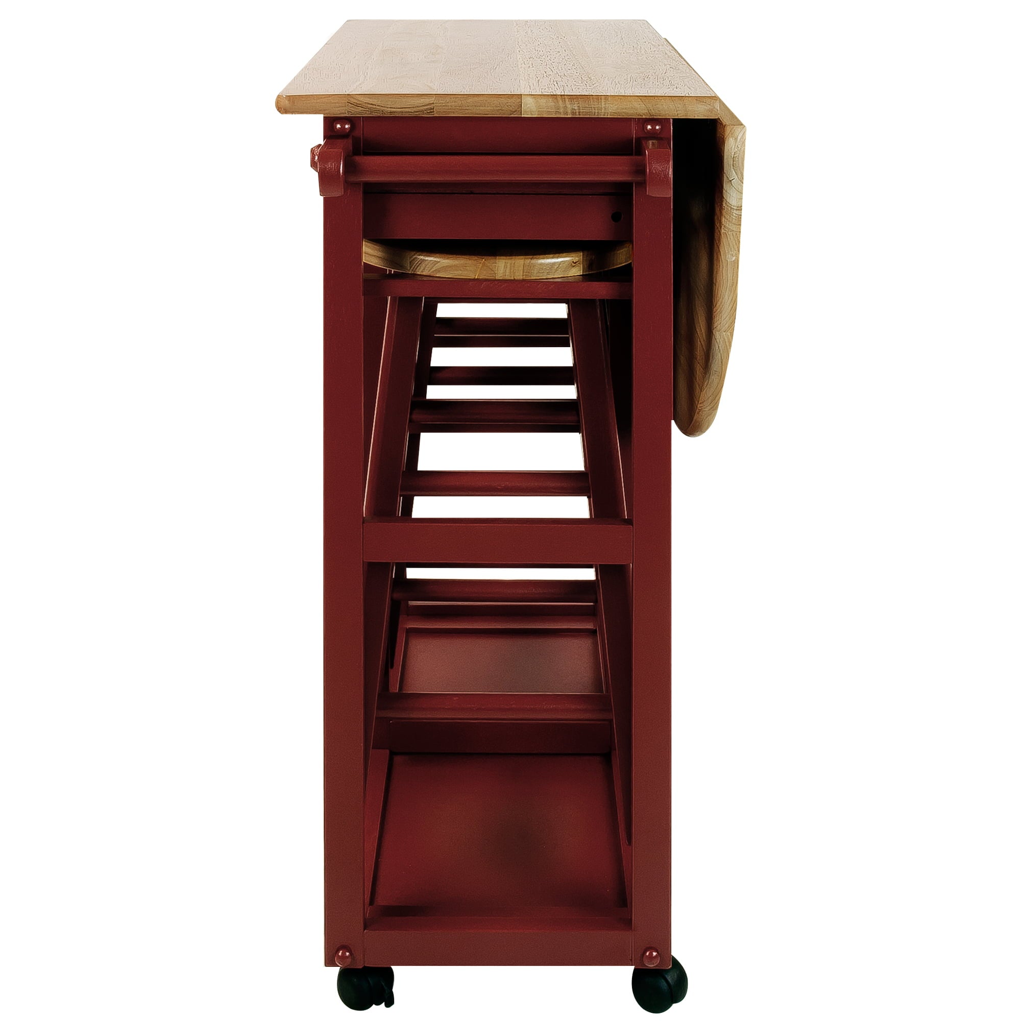 Casual Home Breakfast Cart with Drop-Leaf Table