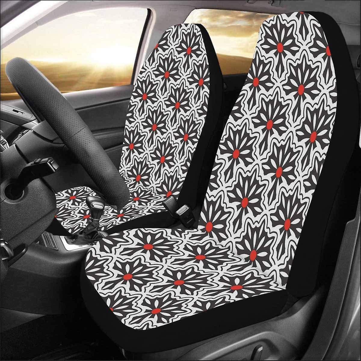 Set Of 2 Car Seat Covers Stylish Flowers Universal Auto Front Seats Protector Fits For Car，suv Sedan，truck