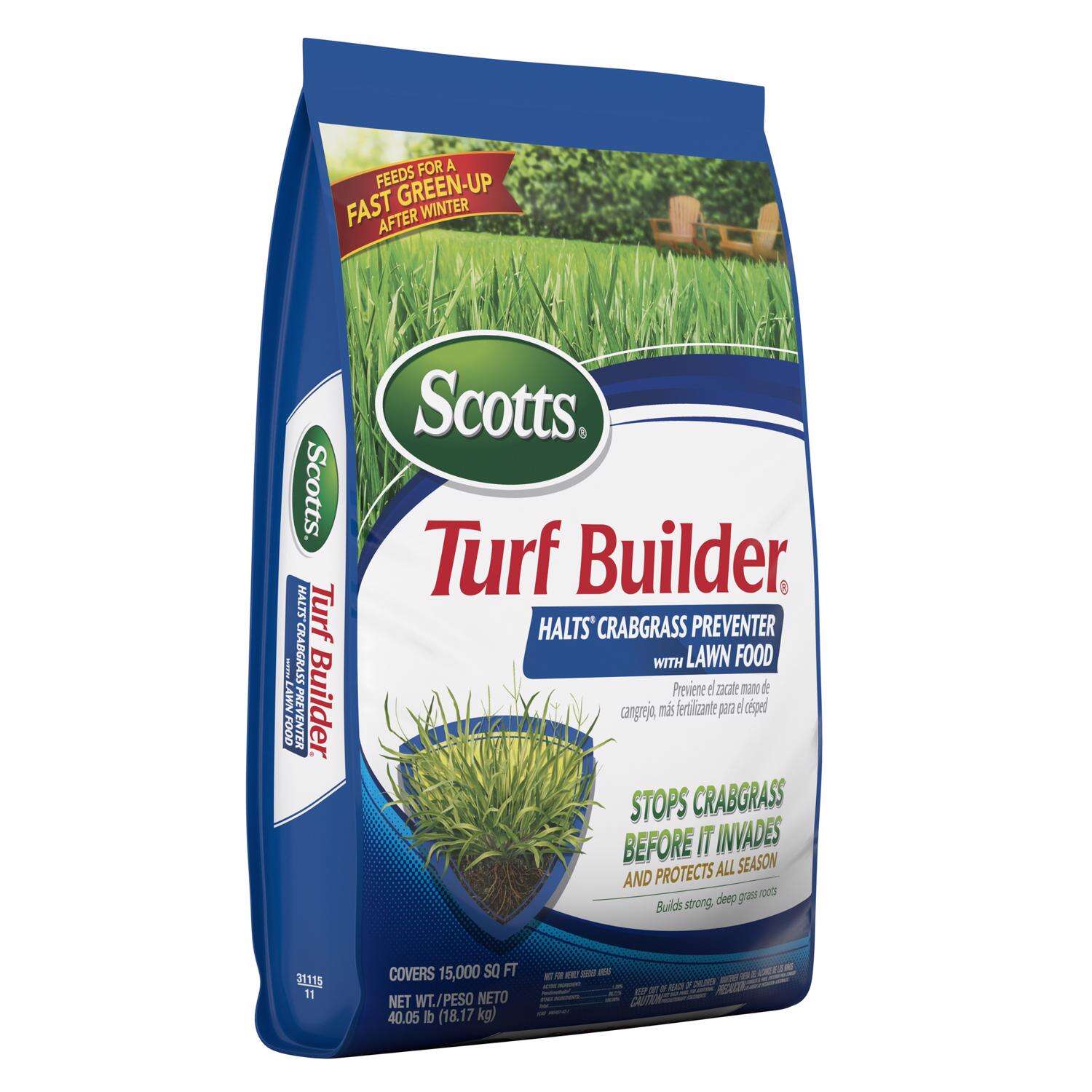 Scotts Turf Builder Halts Crabgrass Preventer Lawn Fertilizer For Multiple Grass Types 15000 sq ft