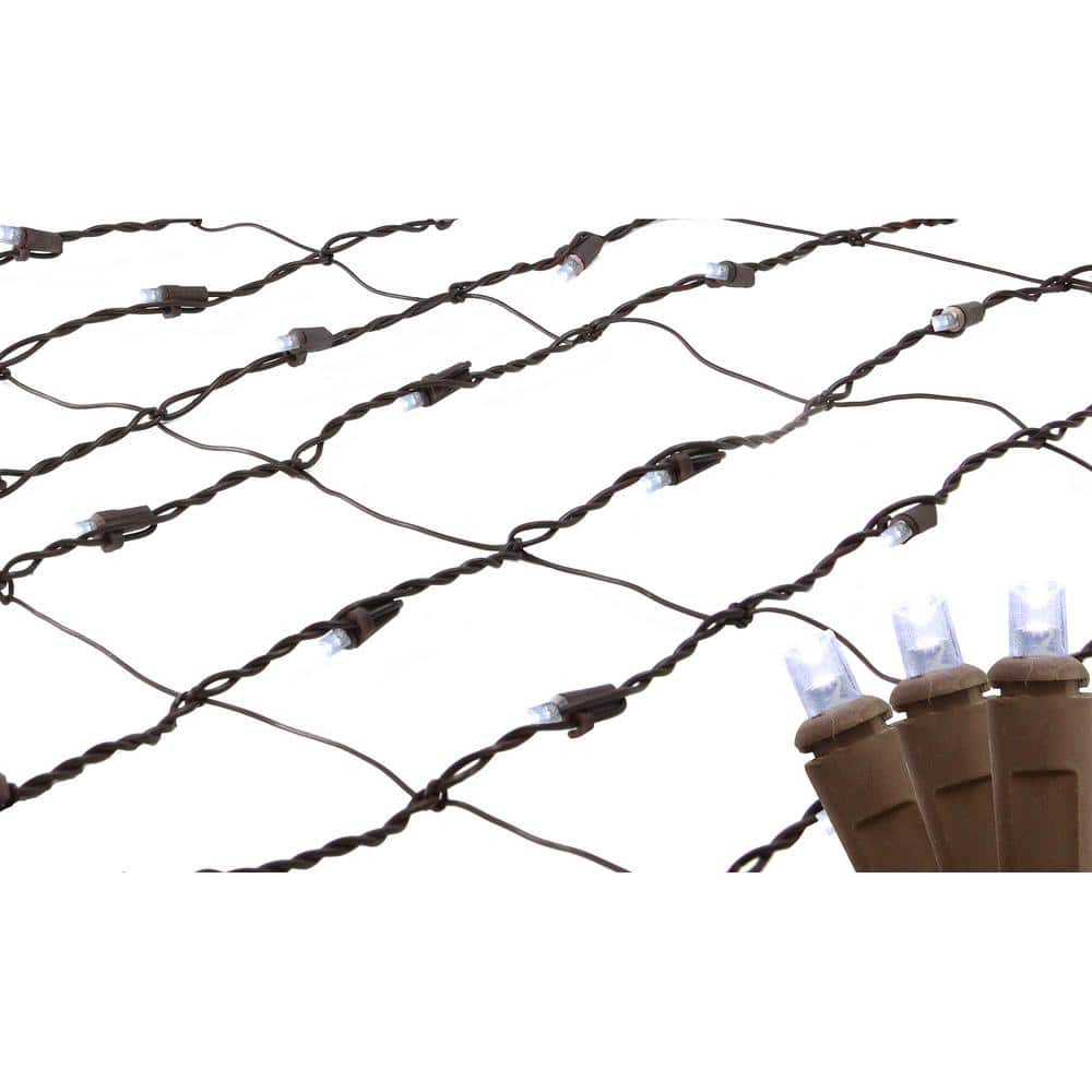 2 ft. x 8 ft. Pure White LED Net Style Tree Trunk Wrap Christmas Lights with Brown Wire 32604976