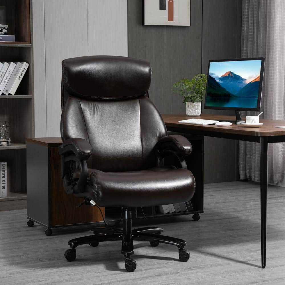 Vinsetto Brown, High Back Home Office Chair Adjustable Swivel Executive Chair PU Leather Ergonomic Computer Task Seat 921-503BN