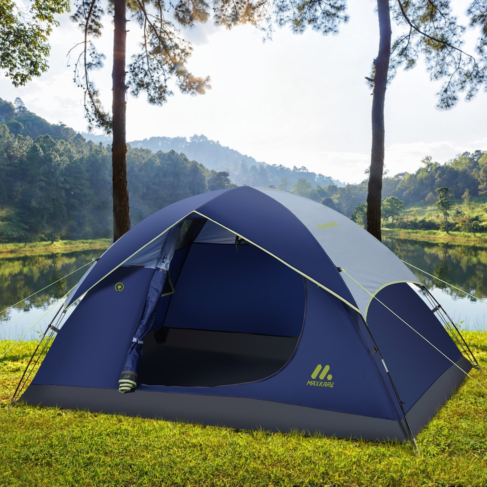 MaxKare 2 Person Camp Tent, Waterproof Easy Set up Dome Tent for Camping, Backpacking & Hiking, Fishing Outdoor - Blue