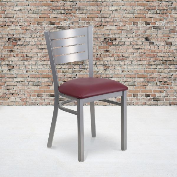 Flash Furniture Slat Back Metal Restaurant Chair [XU-DG-60401-BURV-GG]