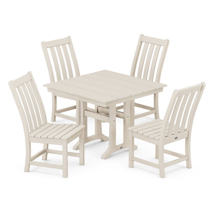 Polywood Vineyard 5-Piece Farmhouse Trestle Side Chair Dining Set PWS642-1