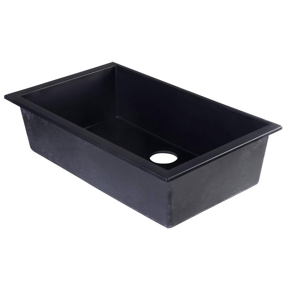 ALFI BRAND Undermount Granite Composite 29.88 in. Single Bowl Kitchen Sink in Black AB3020UM-BLA