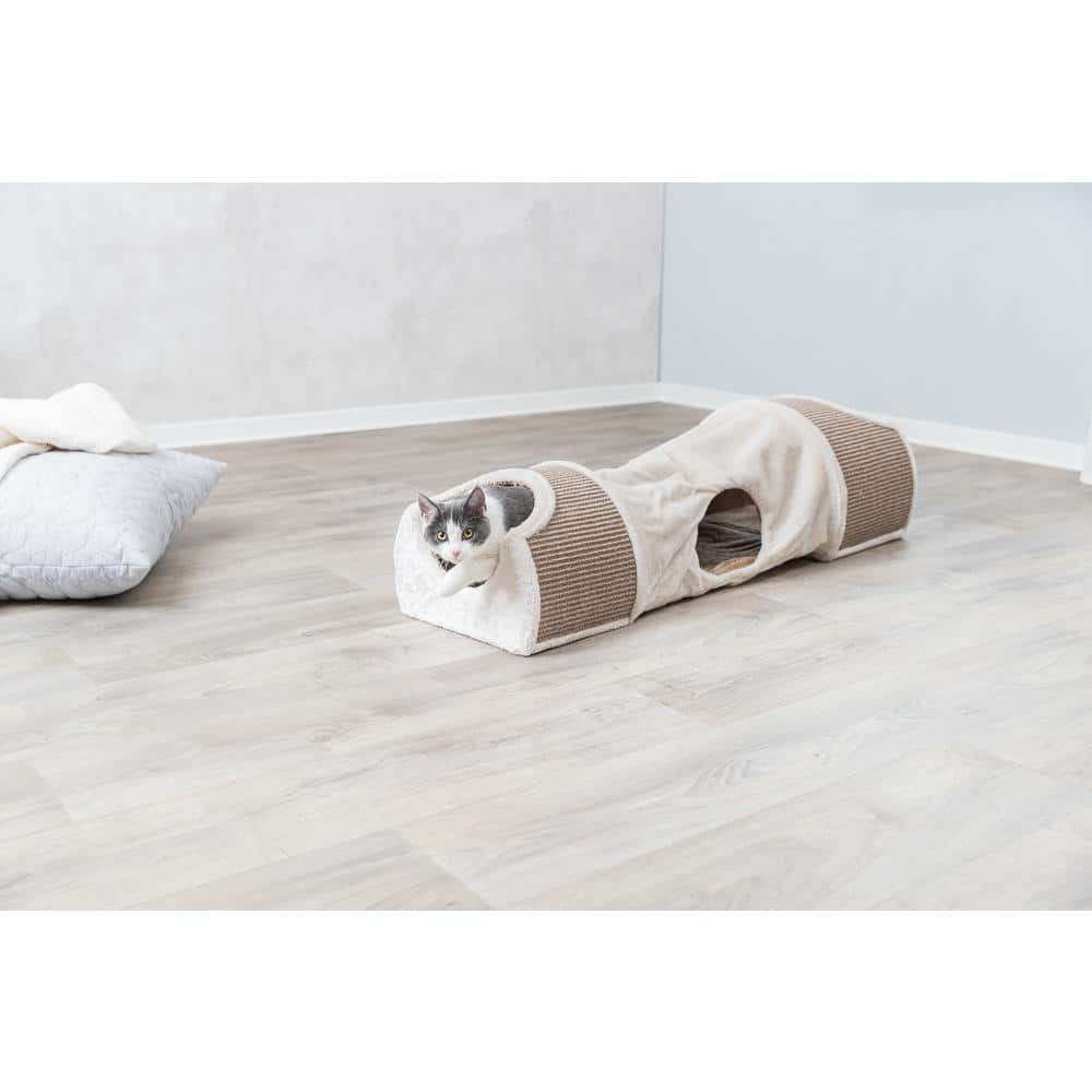 TRIXIE Cuddly Condos with Tunnel : Peek-a-Boo Holes : Sisal Scratching Surface : Light Brown 43004