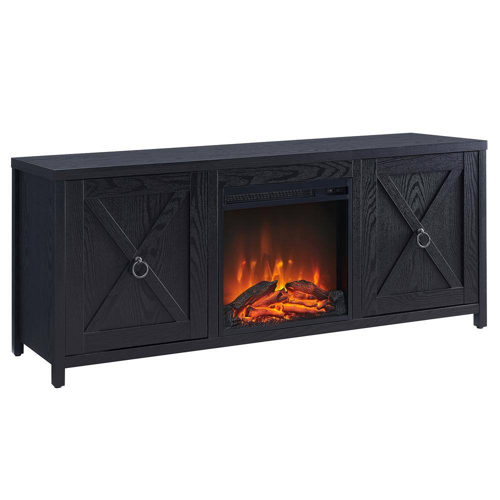 MeyerCross Granger 58 in. Black TV Stand Fits TV's up to 65 in. with Log Fireplace Insert TV1092