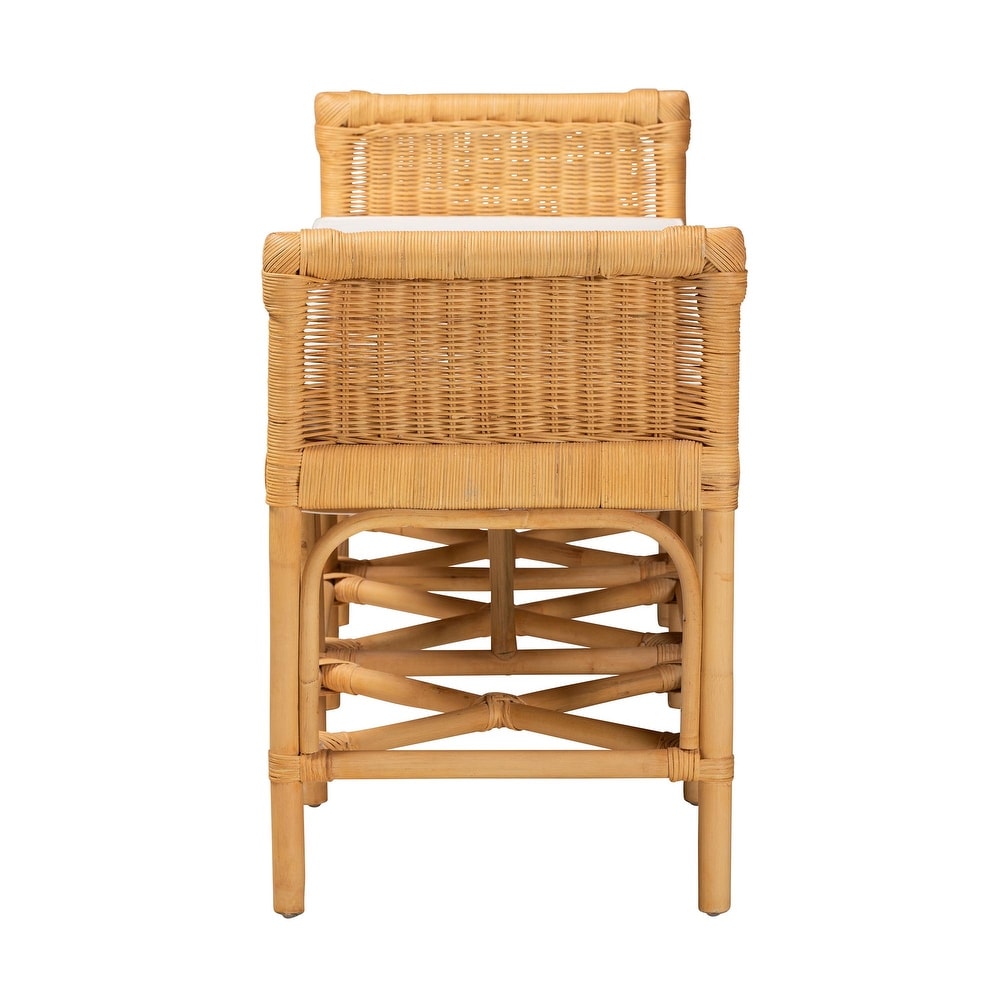 Nairi Modern Bohemian Natural Brown Rattan Bench