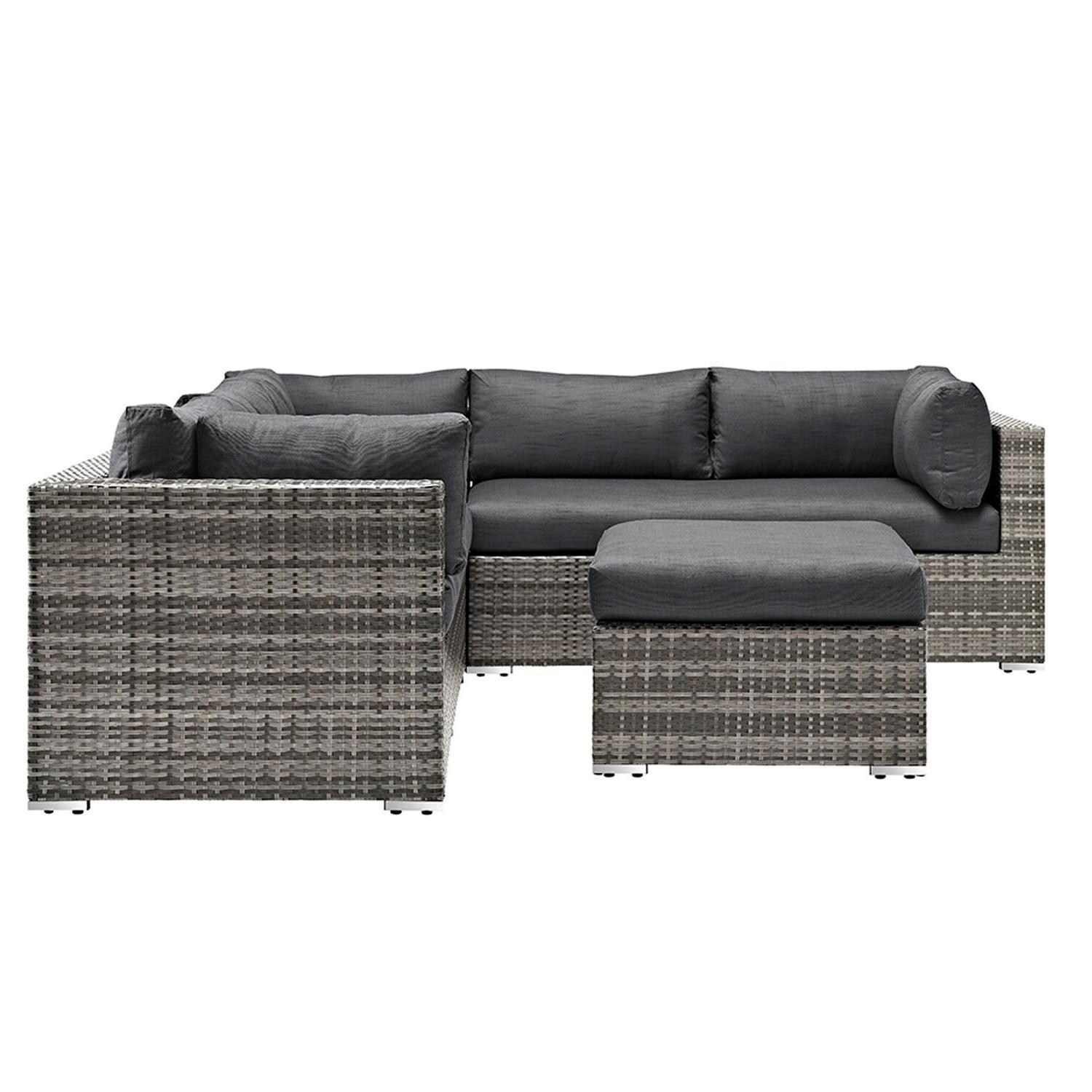 Ultimate Patio Cashmere View 4 Piece Wicker Patio Sectional Set W/ Gray Cushions