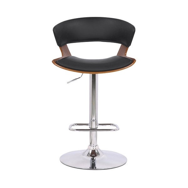 Bar Stool with Curved Leatherette Back and Swivel Mechanism - 20 L X 21 W X 43 H Inches