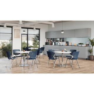 Kool 5-Piece Round White Wood Laminate Dining Table Set Seats 4 with Sky Blue Chairs T36RD-B1922SL-D354-2300-BP08-SP35