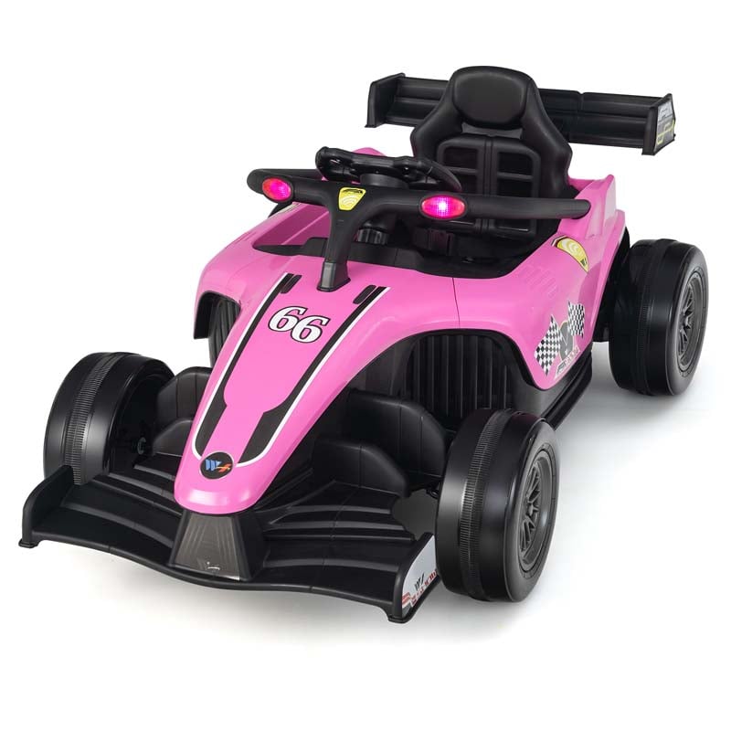 Kids Ride on Formula Racing Car, 12V Battery Powered Electric Racing Truck with Shock Absorbing Wheels