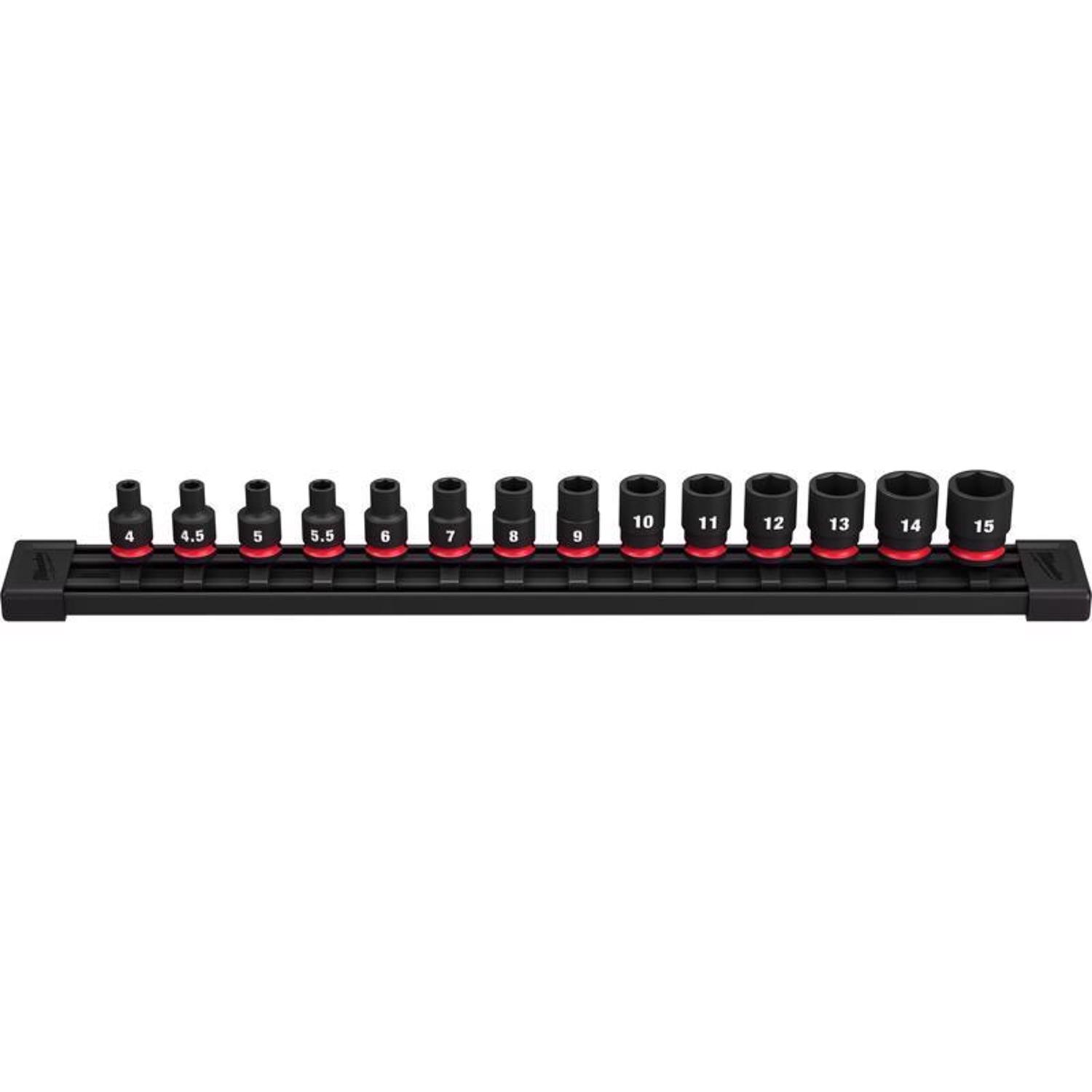 MW Shockwave 1/4 in. drive Metric 6 Point Standard Socket Set 14 pc