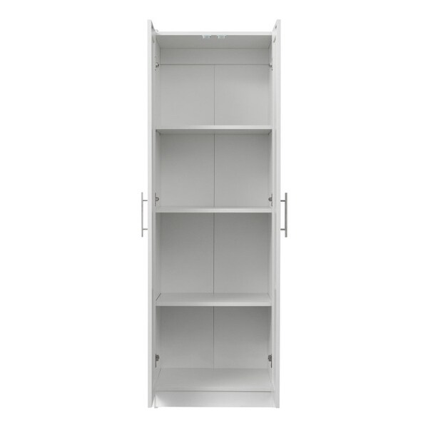 Wood High Wardrobe Cabinet with 4 Storage Spaces and 2 Doors - - 36394683