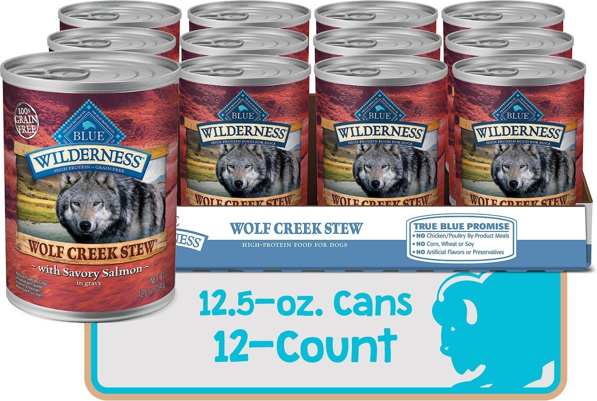 Blue Buffalo Wilderness Wolf Creek Stew Savory Salmon Stew Grain-Free Adult Canned Dog Food