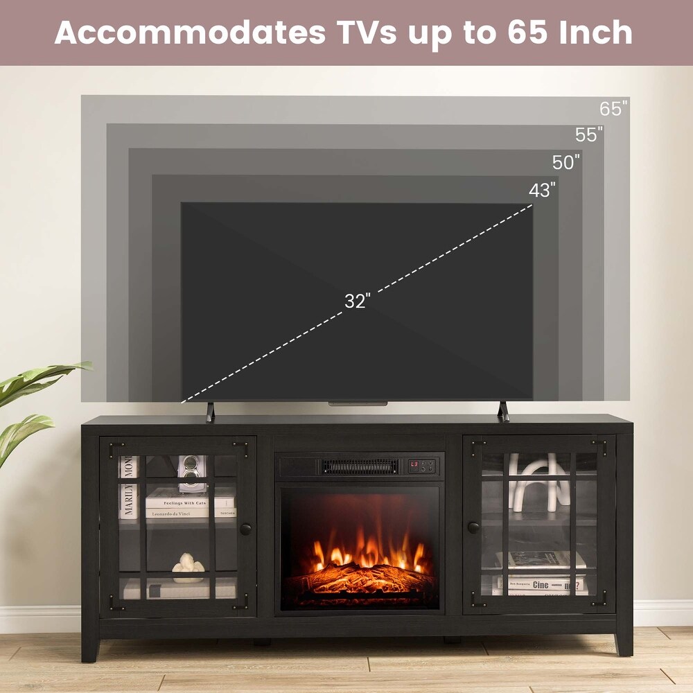 Costway 58 Inches Fireplace TV Stand for TVs up to 65 Inches with   58'' x 16'' x 25''