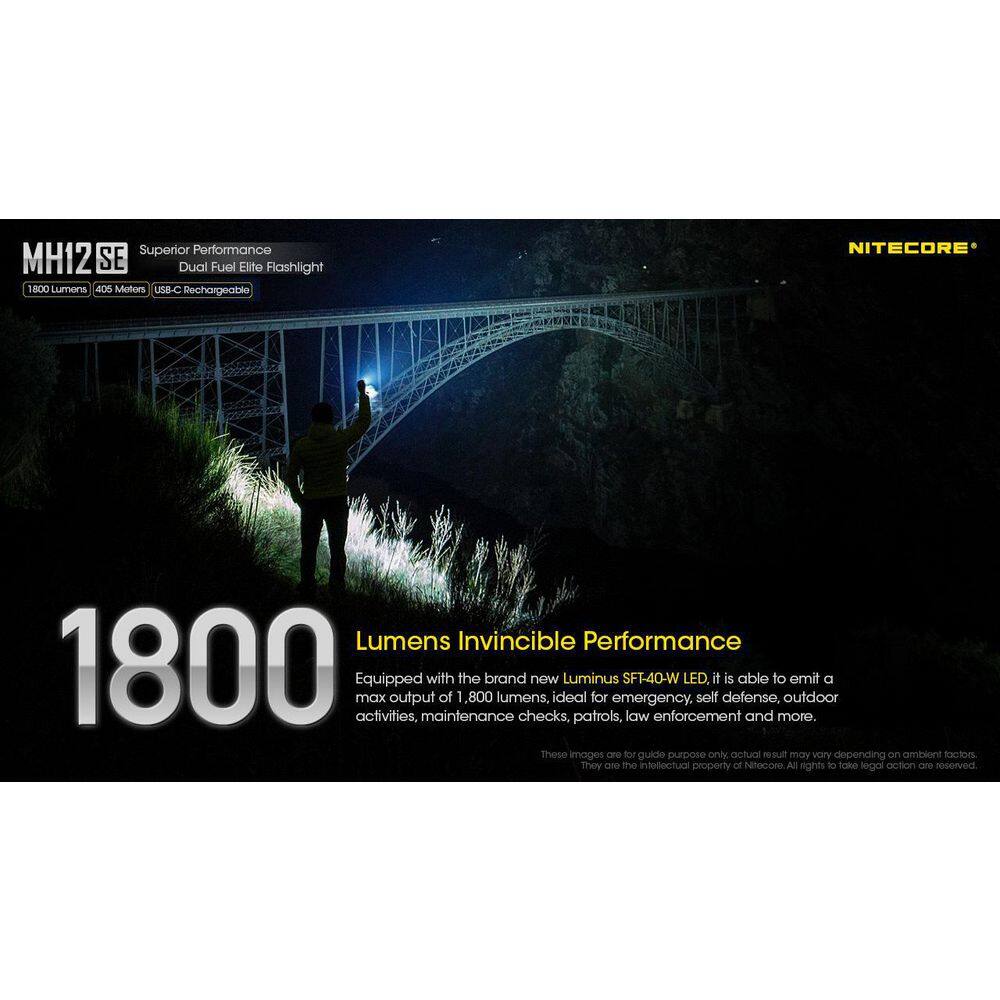 NITECORE 1800 Lumens USB-C Rechargeable Flashlight MH12SE