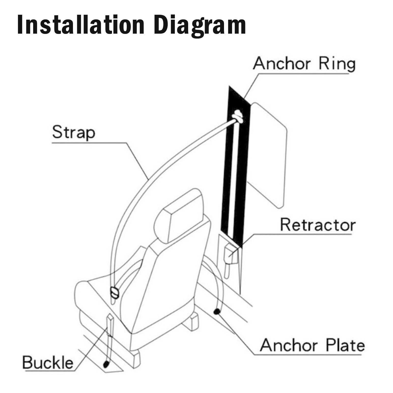 11.8ft Retractable Safety Seat Belt， 3 Point Safety Seat Belt Straps Car Auto Vehicle Adjustable Belt Kit