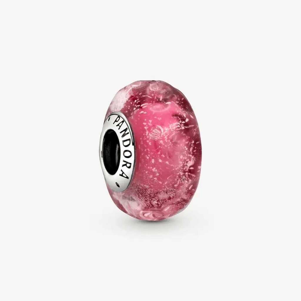 PANDORA  Wavy Fancy Pink Murano Glass Charm