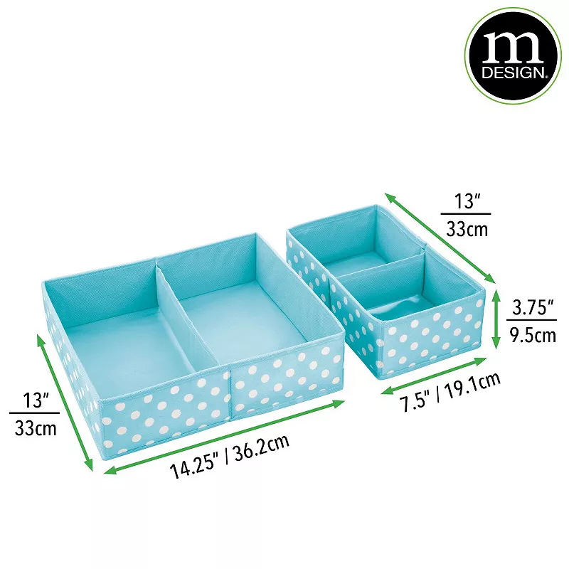 mDesign Fabric Nursery/Playroom Drawer Divider Organizer Bins， 6 Pack