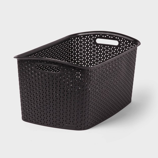 Y weave Jumbo Decorative Storage Basket Black