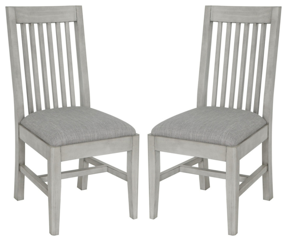 18 Inch Slatted Dining Side Chair With Padded Seat Set Of 2 Gray  Saltoro   Armchairs And Accent Chairs   by Dot  ampBo  Houzz