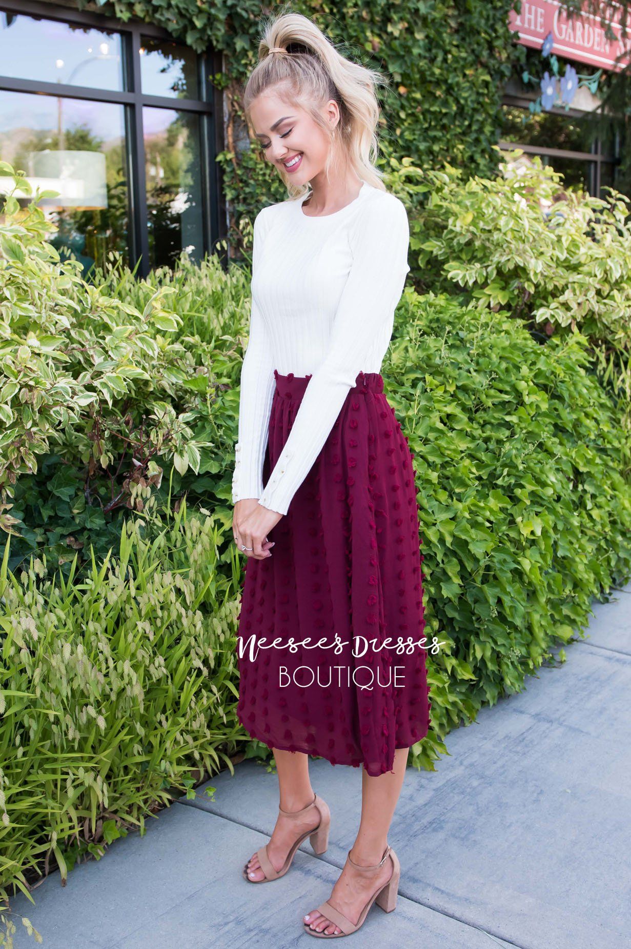 Burgundy Swiss dot Skirt