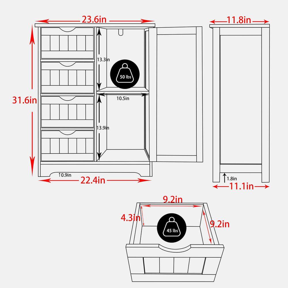 VEIKOUS 236 in W x 118 in D x 316 in H Freestanding Base Cabinets with Drawers and Shelves Space Saver for Floor in Gray