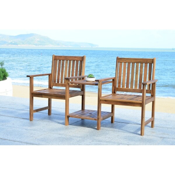 SAFAVIEH Brea Outdoor Solid Wood Twin Seat Bench