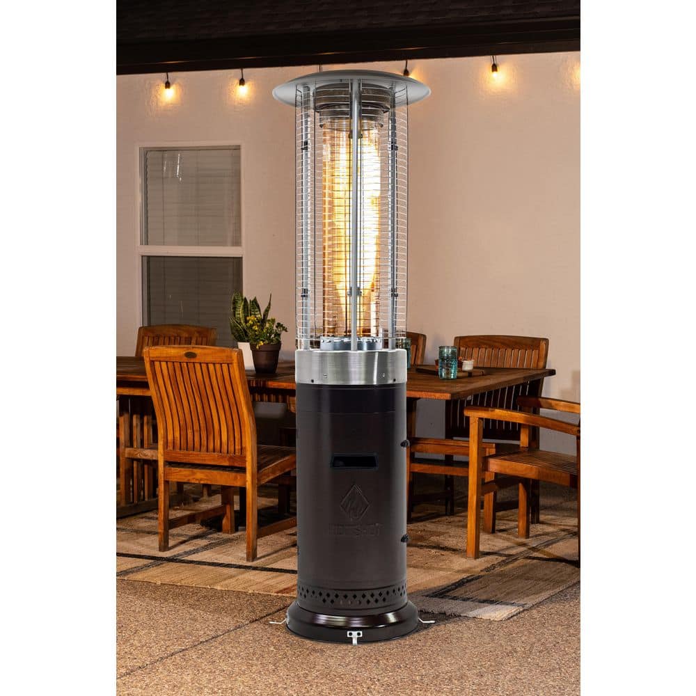 HotShot 46,000 BTU Bronze Rapid Induction Patio Heater with Large Flame Glass Tube 52354