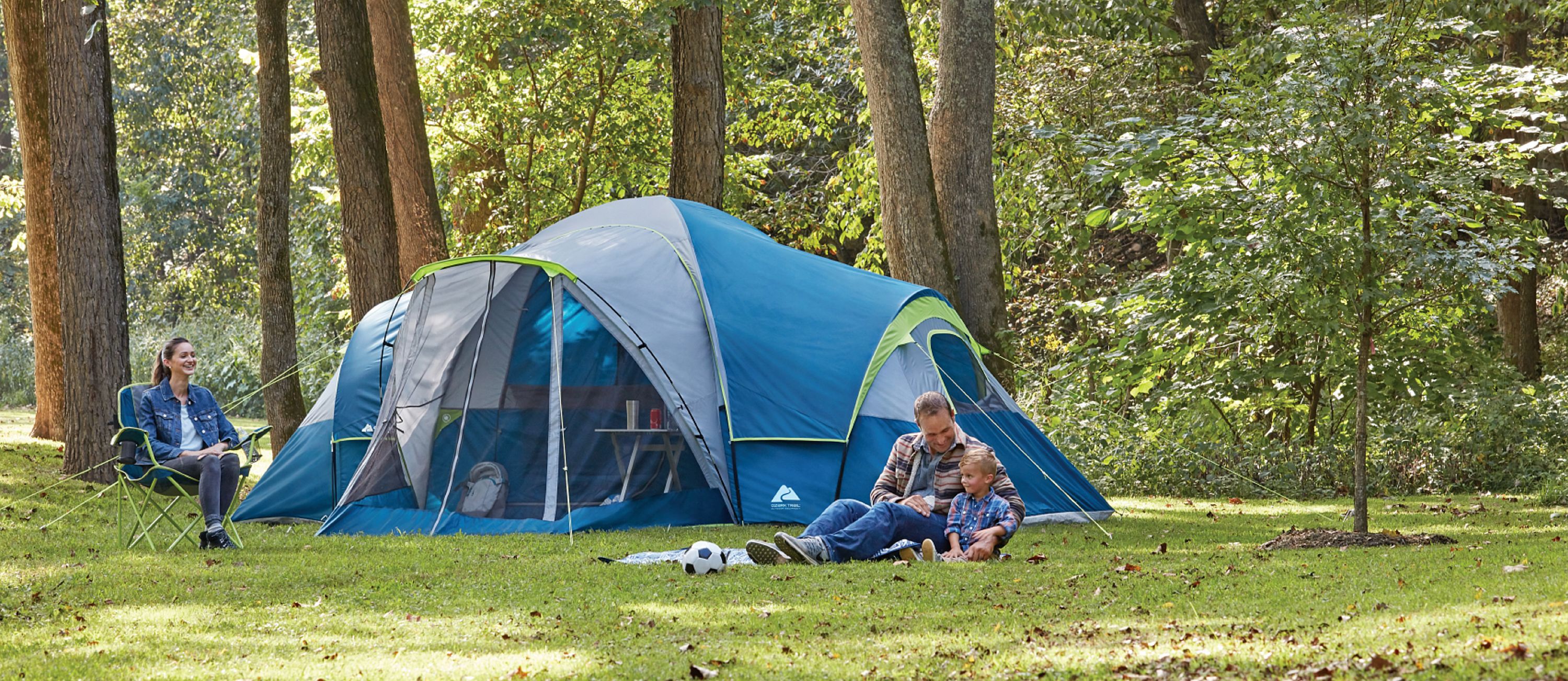 Ozark Trail 10-Person Family Camping Tent， with 3 Rooms and Screen Porch