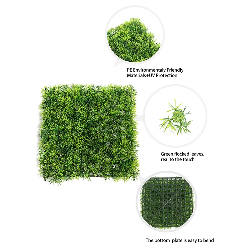 P2 1 Hight Quality Faux PE White Flower and Artificial Boxwood Green Grass Wall Panels for Indoor Outdoor Wall Decoration