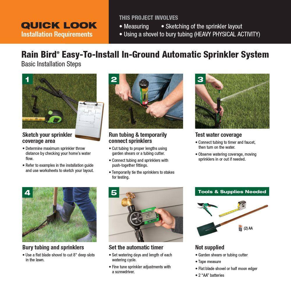 Rain Bird Easy to Install In-Ground Automatic Sprinkler System 32ETI