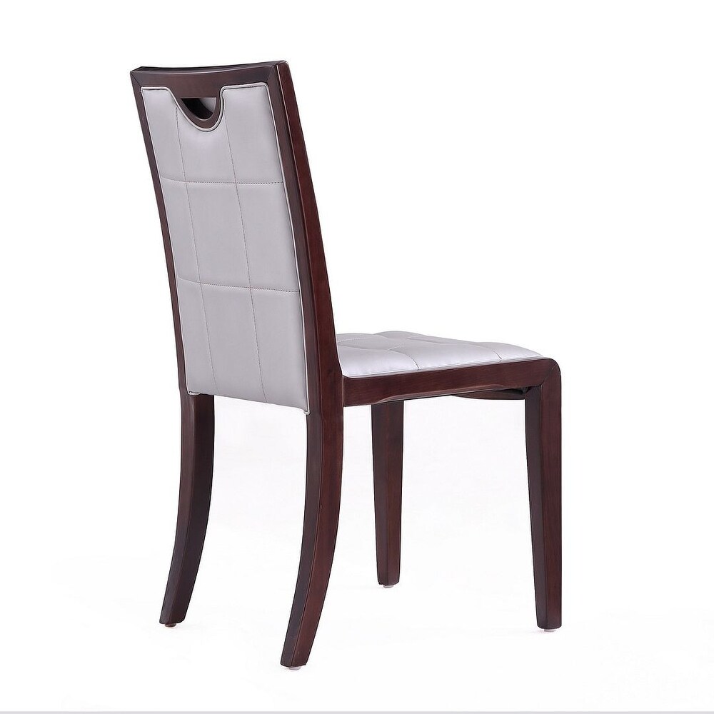 Executor Cream and Walnut Faux Leather Dining Chairs (Set of Two)