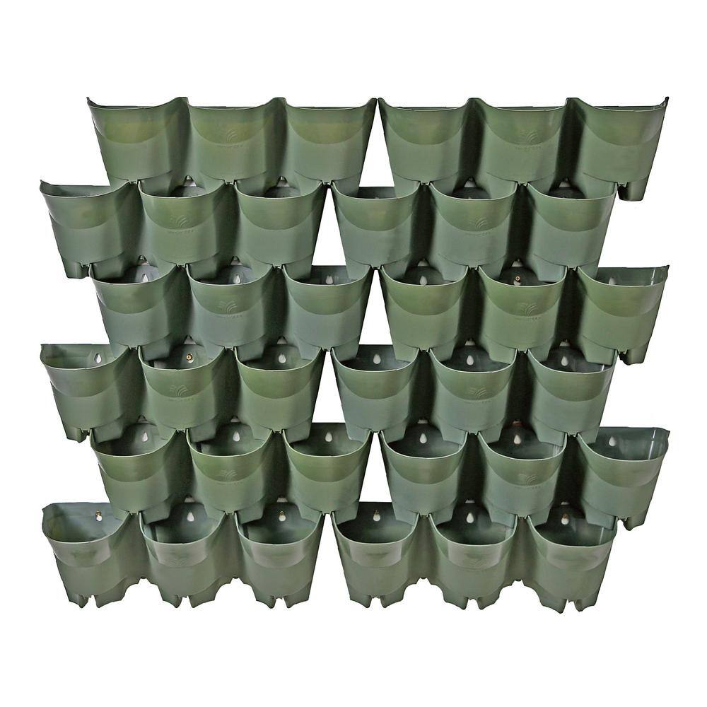 Worth Garden Olive Green Plastic 36-Pockets Self-Watering Vertical-Wall Garden Planters (12 Sets of 3) G707A00