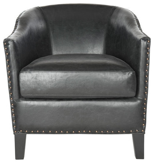 Ross Club Chair  Brass Nail Heads Antique Black   Transitional   Armchairs And Accent Chairs   by Rustic Home Furniture Deco  Houzz